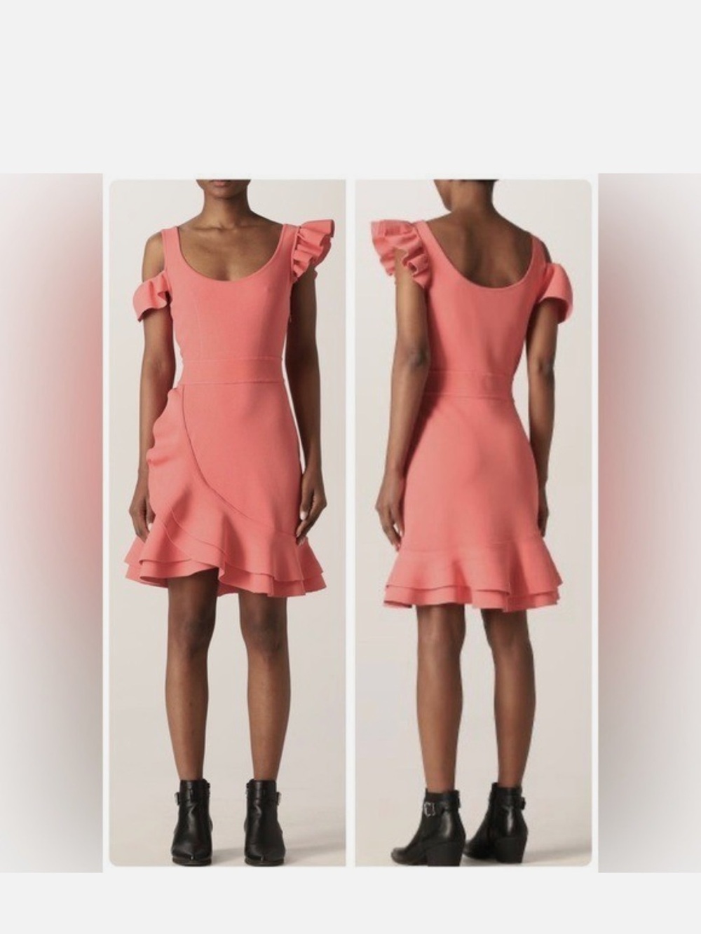 Alexander McQueen Coral Ruffle-Trim Mini Dress